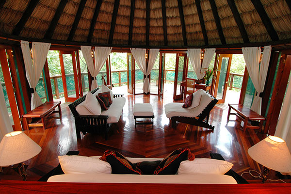 Inside treetops room at Chaa Creek